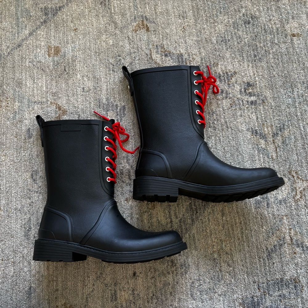 RAG & BONE ANSEL LACE UP RAIN BOOTS SIZE 37/7 TRENDY MODERN CHIC - Picture 2 of 8